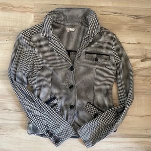 Dogtooth Patterned Collared Coat